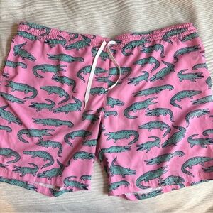 Chubbies Pink Swim Shorts with Alligator Design